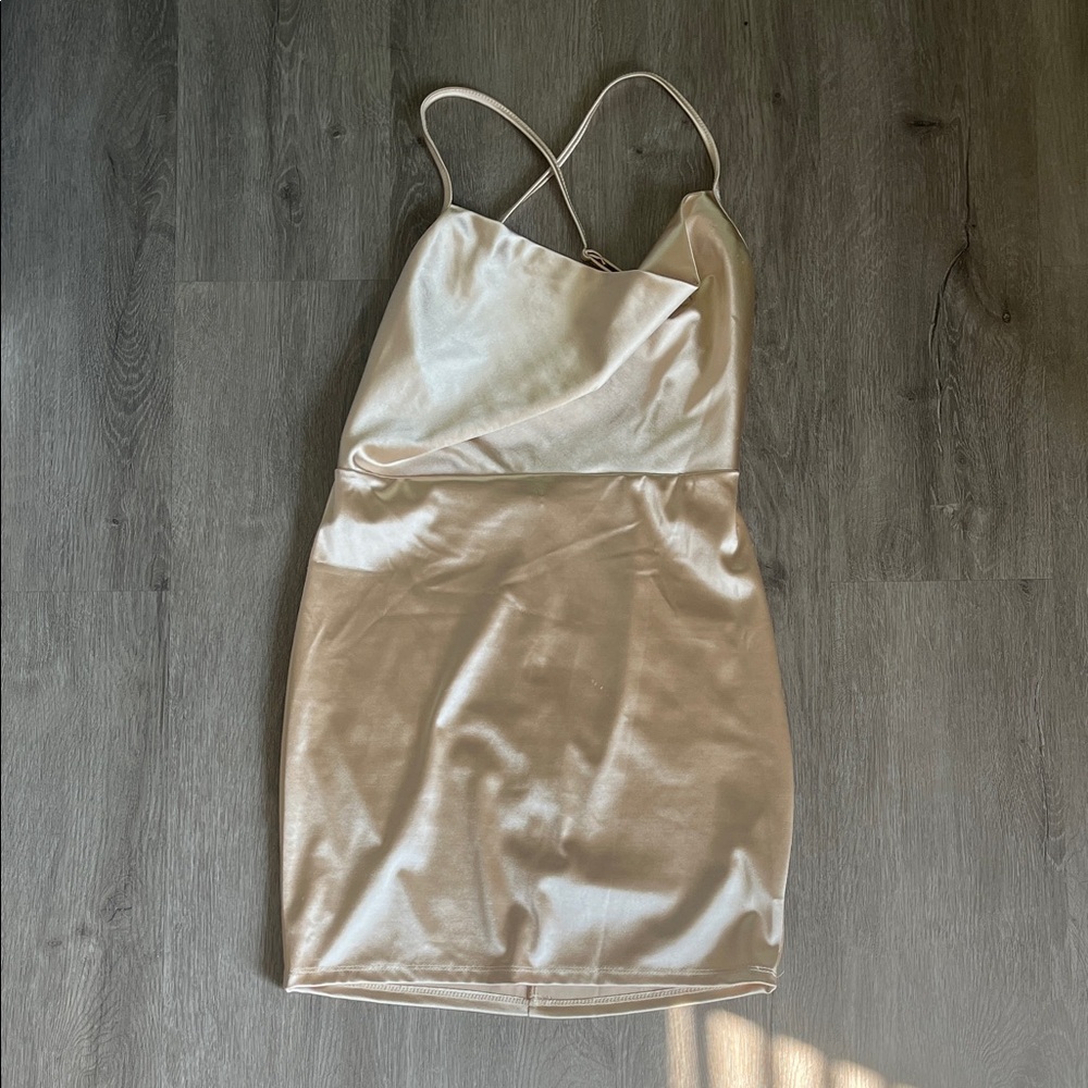 NWT Fashion Nova Champagne Backless Dress